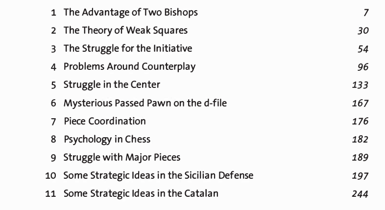 Table of Contents in Lessons with a Grandmaster 3, chess book review