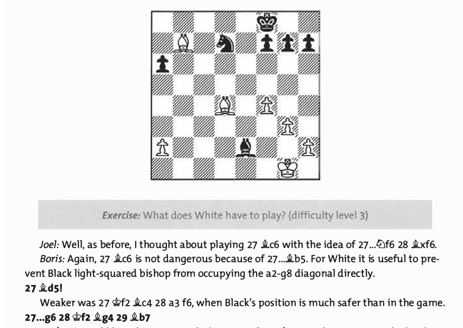 Lessons with a Grandmaster 3: An exercise from the first chapter, and how the solution is presented (Gulko, Sneed, 2015, 14), chess book review
