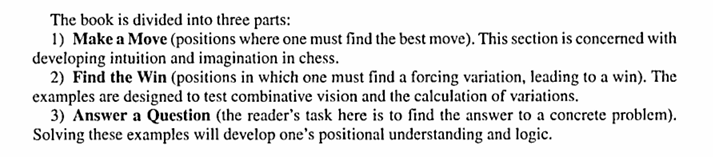 Volokitin, Grabinsky, Perfect Your Chess, 2007, 7; Perfect Your Chess is divided into three parts. The most useful, in my opinion, was part three, where you must answer specific questions.