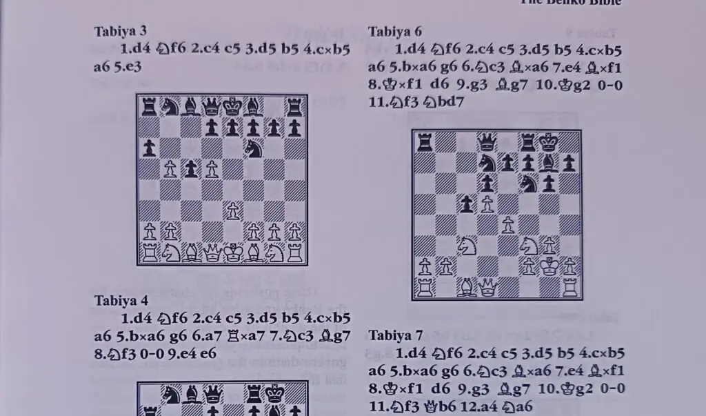 Benko Bible Volume 1: The Gambit Accepted: Tabiya positions from the beginning of the book, chess book review