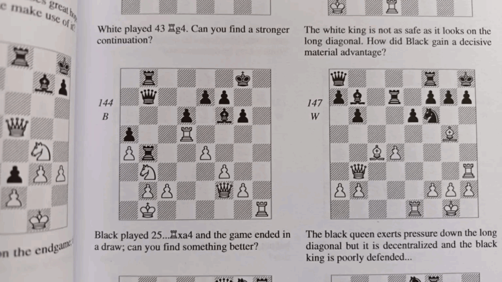 Two positions with questions from The Giant Chess Puzzle Book.