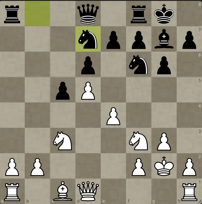 Benko Bible Volume 1: The Gambit Accepted: Tabiya 6, which arises after 1. d4 Nf6 2. c4 c5 3. d5 b5 4. cxb5 a6 5. bxa6 g6 6. Nc3 Bxa6 7. e4 Bxf1 8. Kxf1 d6 9. g3 Bg7 10. Kg2 O-O 11. Nf3 Nbd7, chess book review