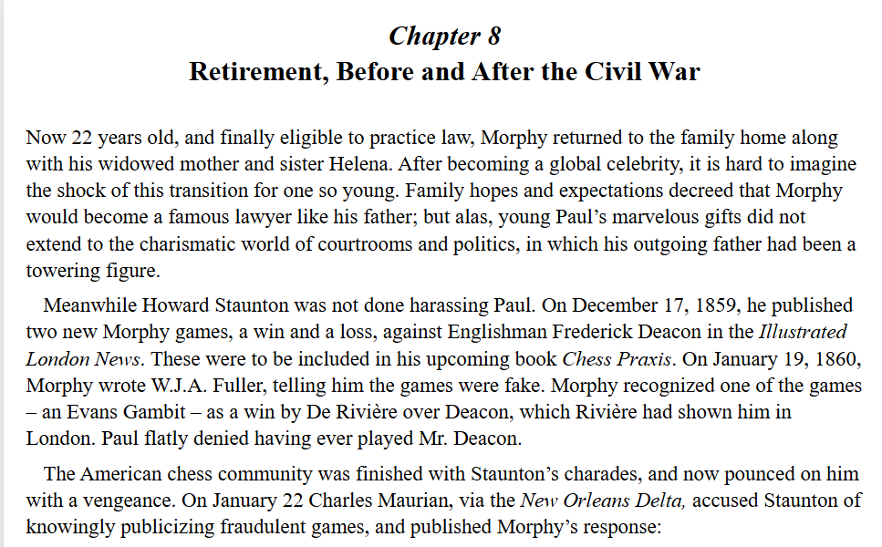 The Real Paul Morphy: Hertan’s writing is wonderful, and his historical overviews captivating, Chess book review