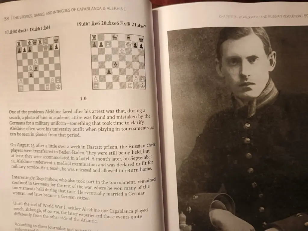 Capablanca & Alekhine: Siles included many historical photos of the two chess geniuses to accompany the games, something many books lack, chess book review