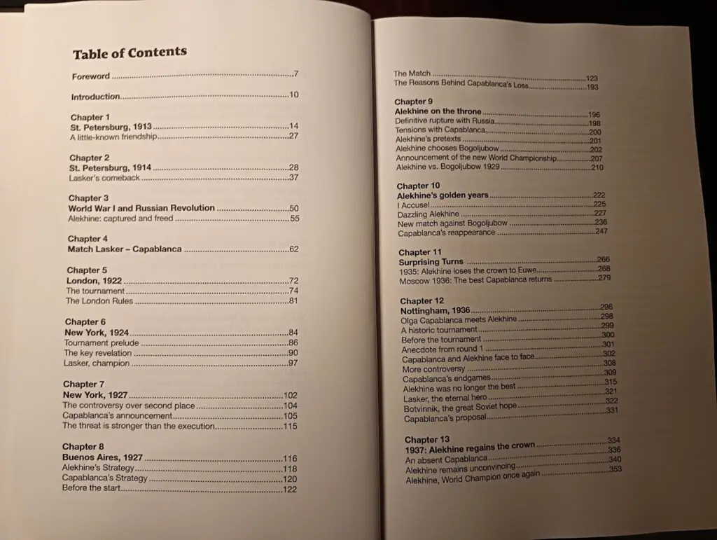 Capablanca & Alekhine: Each chapter is devoted to a significant tournament or a period in Alekhine’s or Capablanca’s lives, chess book review