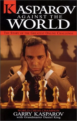 Book cover of "Kasparov against the World" by Garry Kasparov, Daniel King, chess book review