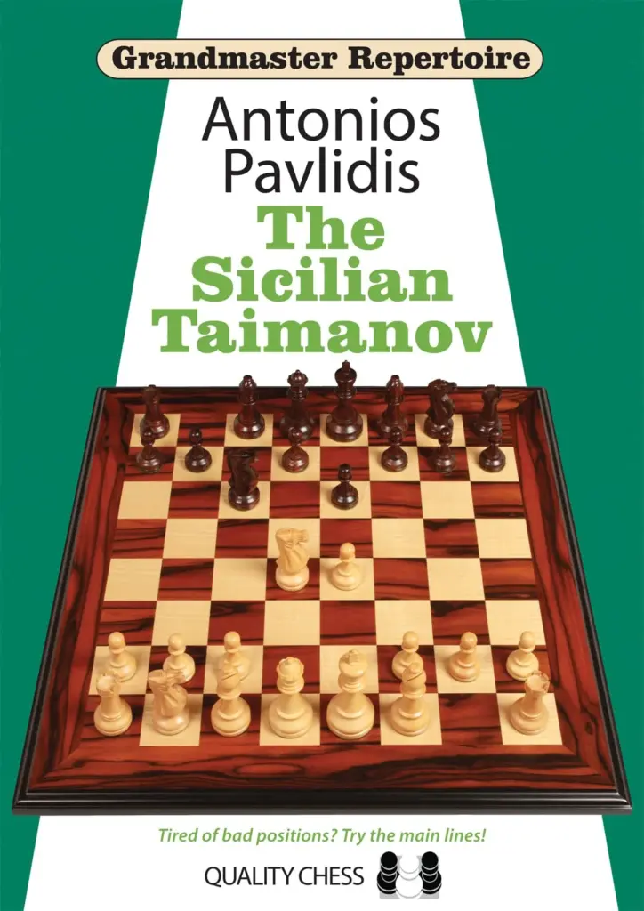 Book cover of "Grandmaster Repertoire: The Sicilian Taimanov" by Antonios Pavlidis, chess book review