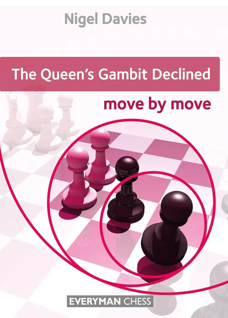Book cover of "The Queen's Gambit Declined: Move by Move" by Nigel Davies, chess book review