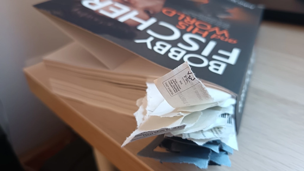 Image depicting Stjepan's Bobby Fischer and his world book, chess book review