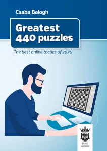 Book cover of "Greatest 440 Puzzles, The Best Online Tactics from 2020" by Balogh Csaba, chess book review