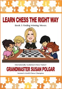 Book cover of "Learn Chess the Right Way! Book 5: Finding Winning Moves" by Susan Polgar, chess book review