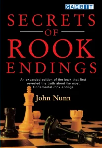 Book cover of "Secrets of Rook Endings" by John Nunn, chess book review