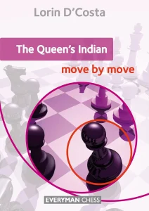 Book cover of "The Queen's Indian: Move by Move" by Lorin D'Costa, chess book review