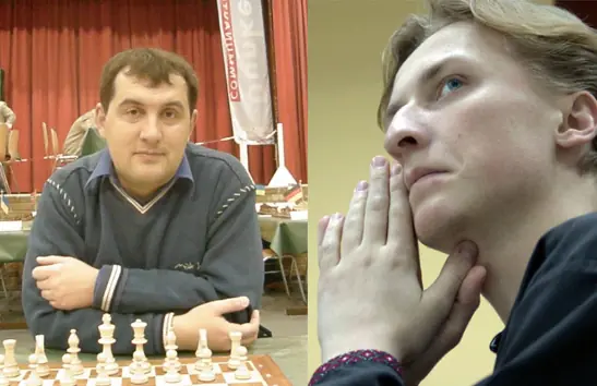 The authors, IM Vladimir Alexandrovich Grabinsky (left), and GM Mykhaylo Volodymyrovych Oleksiyenko (right)