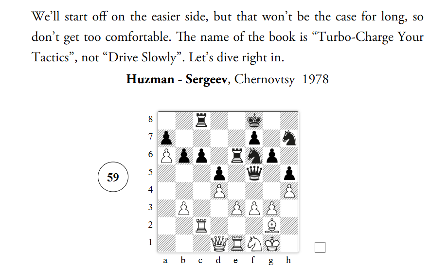 Turbo-Charge Your Tactics 1, Grabinsky, Oleksiyenko, 2005; An example of a problem.