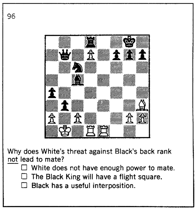 Example of a tactical problem from the book (Bobby Fischer Teaches Chess, Fischer, 1966, 123)