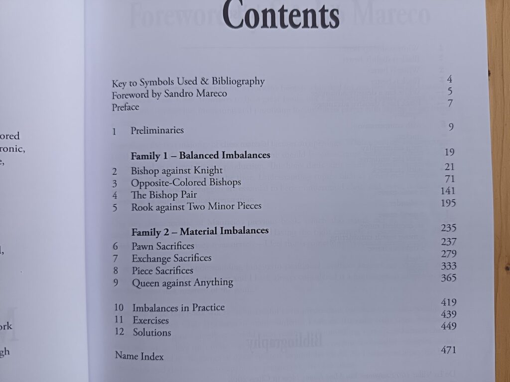 The structure and table of contents in Chess Imbalances