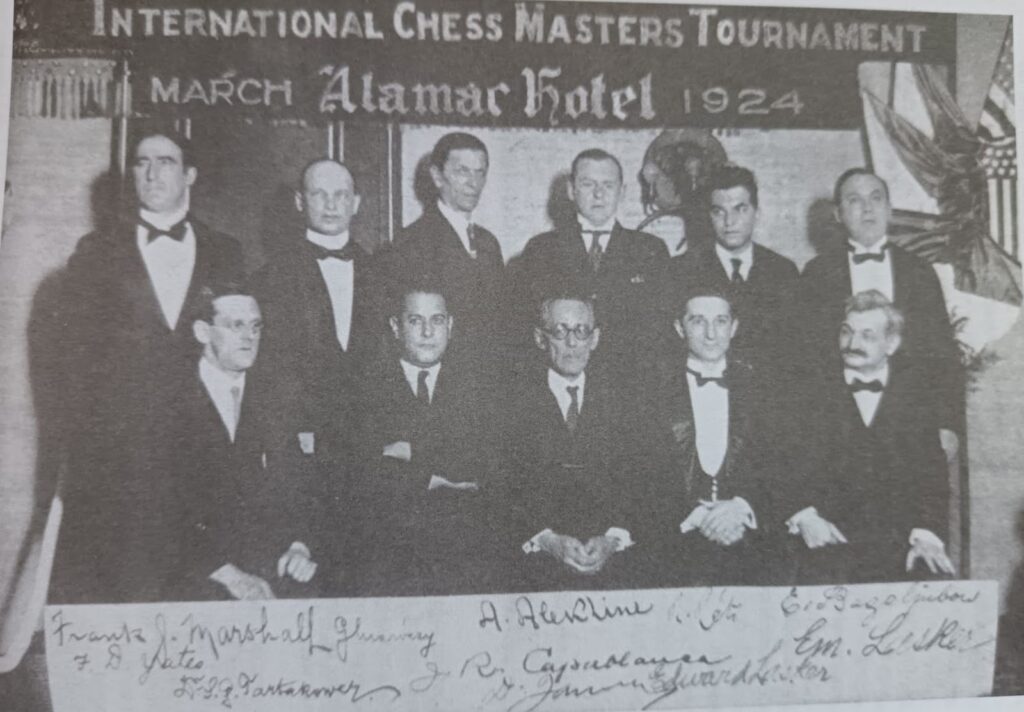 A photograph of all the participants of New York 1924 with their signatures (New York 1924 21st Century Edition, Russell Enterprises Inc, 2016, 8)