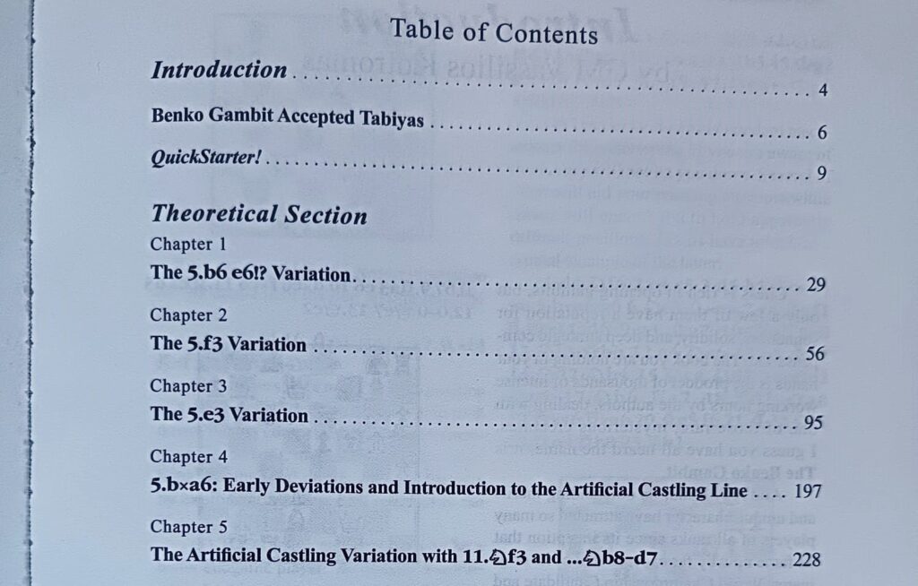Table of contents in the Benko Bible