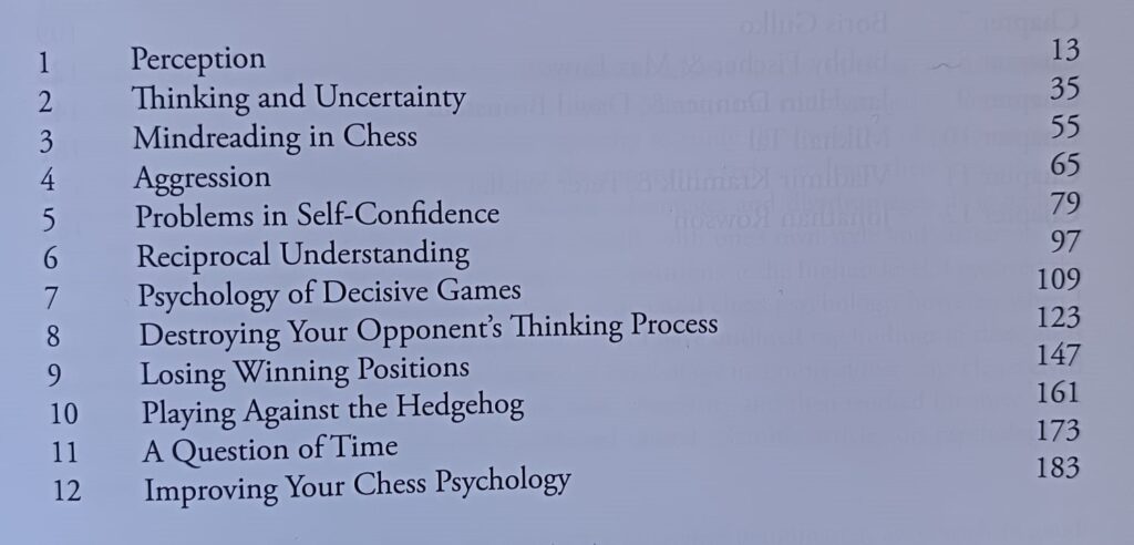 Table of contents in Analyzing the Chess Mind