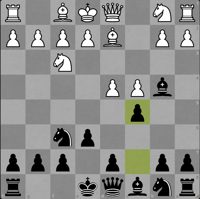 The variation in the Bogo-Indian after 1. d4 Nf6 2. c4 e6 3. Nf3 Bb4+ 4. Bd2 c5 known as the Vitolins Variation.